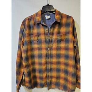 Men's Blue Carbon 2 Cobalt Plaid Button-Up Long Sleeve Cotton Shirt Size Large